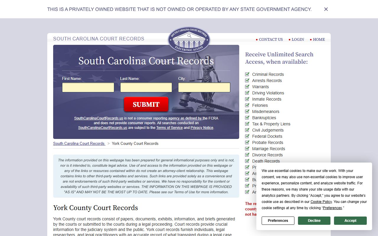 Rock Hill deed records York County South Carolina court records
