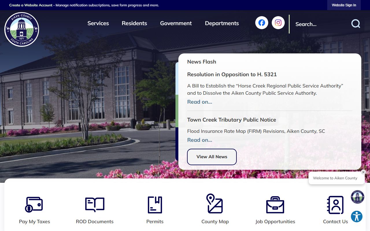 Aiken County deed records on Aiken County Government official website