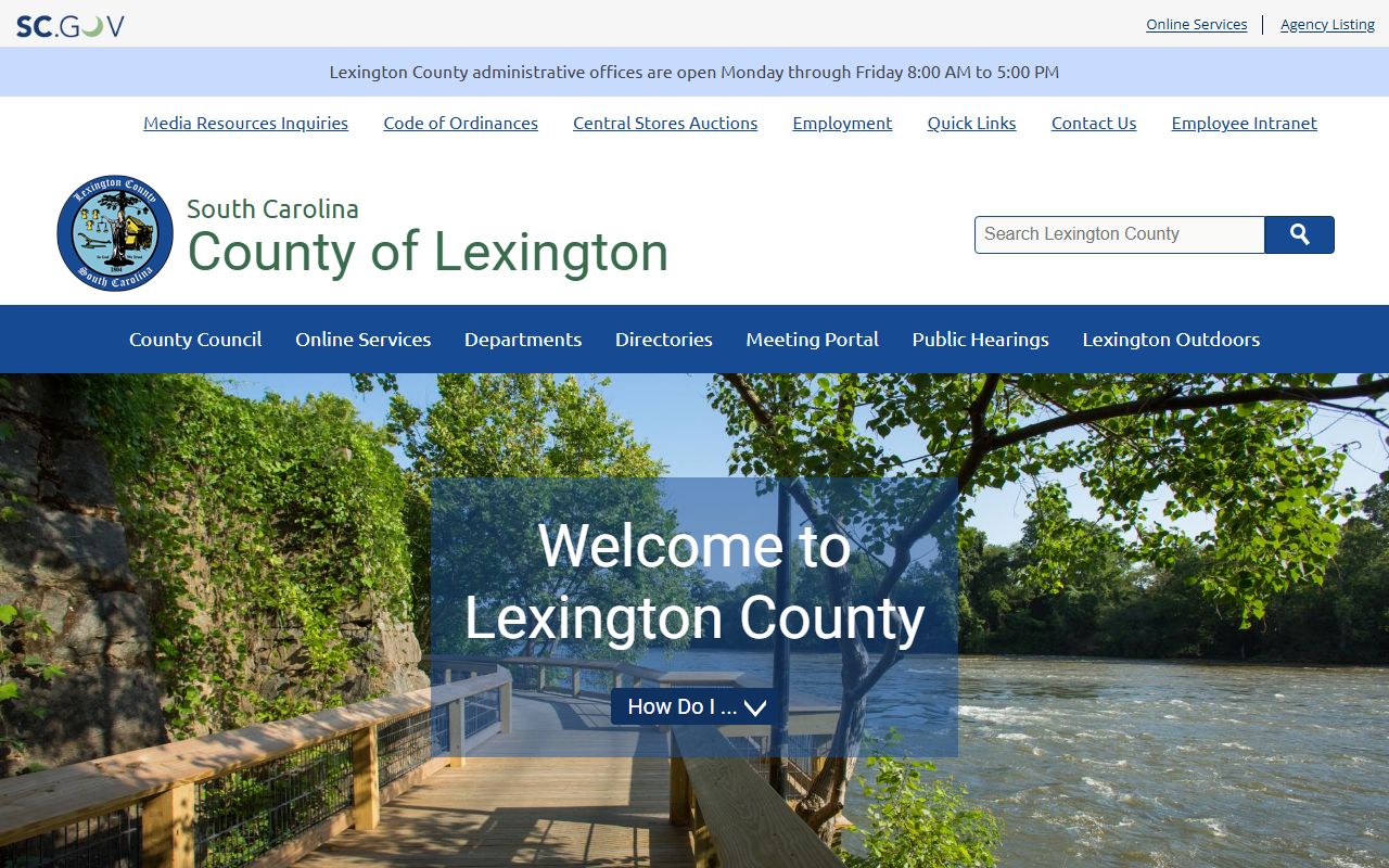 Lexington County Government website showing county services and deed records department
