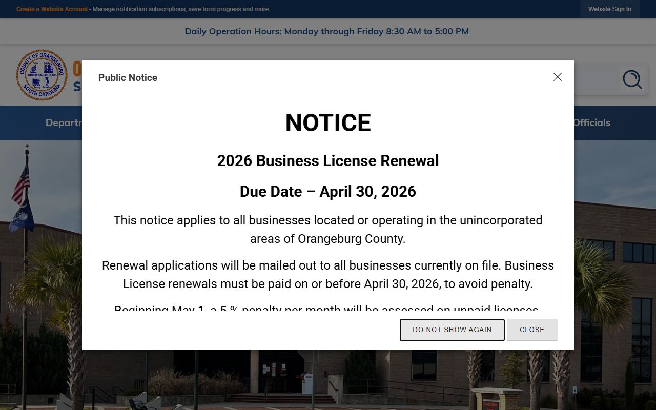 Orangeburg County deed records on Orangeburg County Government website