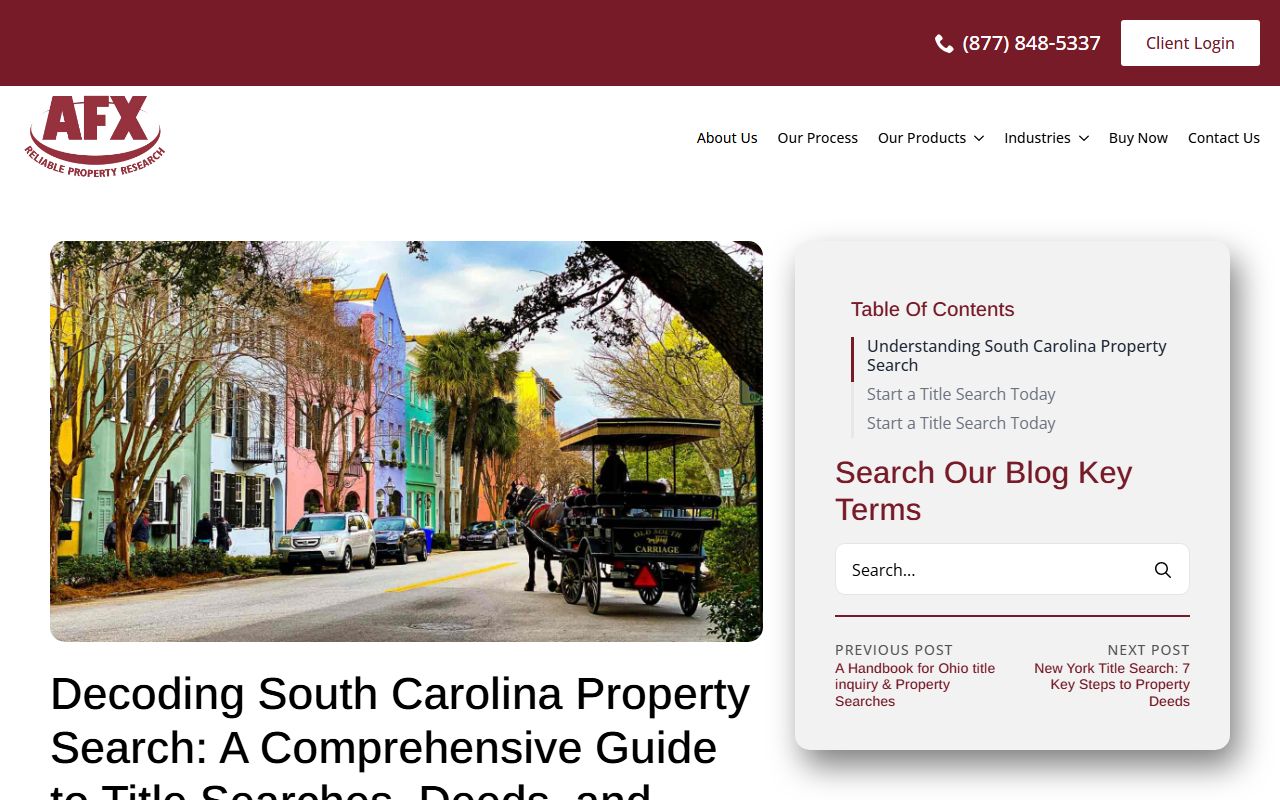 AFX guide to South Carolina property search and deed records