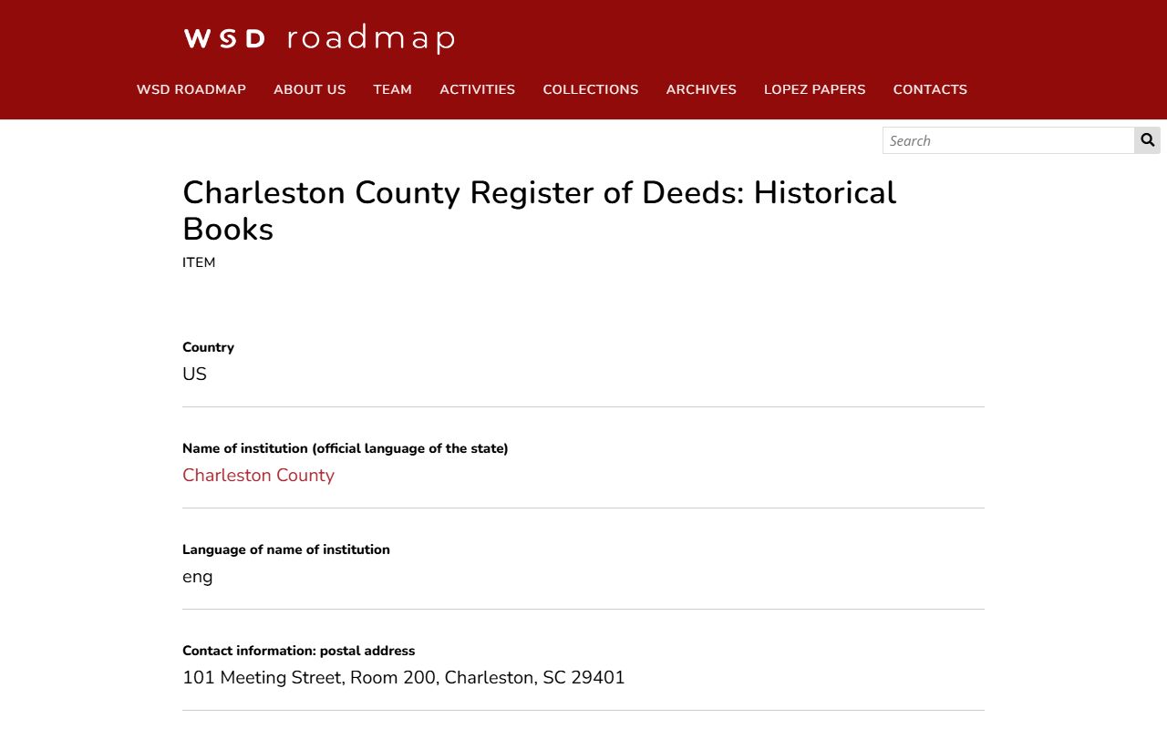 Charleston County historical deed books collection for South Carolina deed records dating to 1719