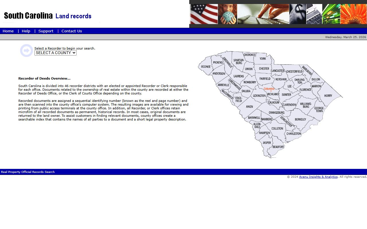 SC Land Records Real Property Official Records Search portal for South Carolina deed records